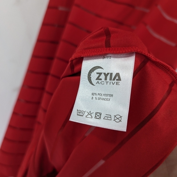 Zyia Active Tank Top Women XXL 2XL Red Sheer Striped Racerback Havana NEW - Picture 11 of 12